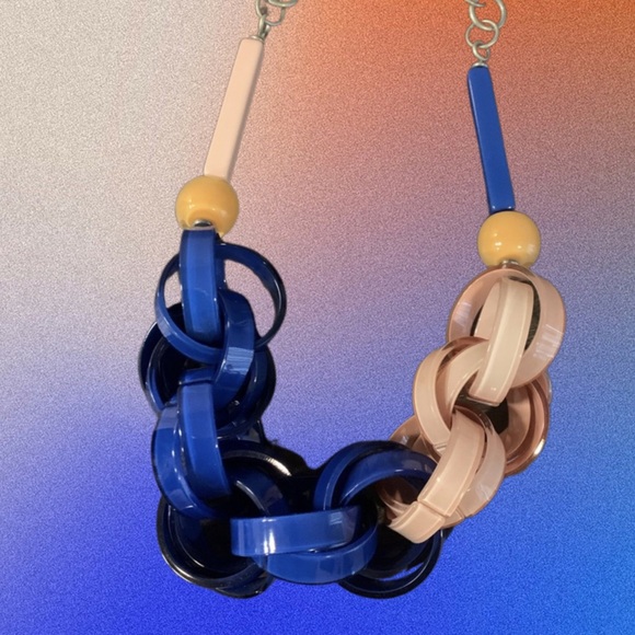 NWT ANTHROPOLOGIE Chunky Glass Boho Chic Link Necklace - Picture 7 of 7